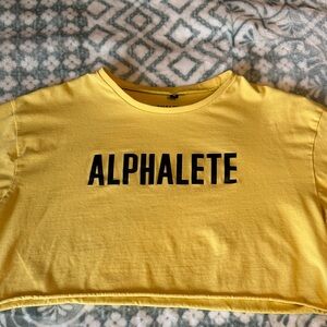 Alphalete Cropped Tee Yellow Size Medium